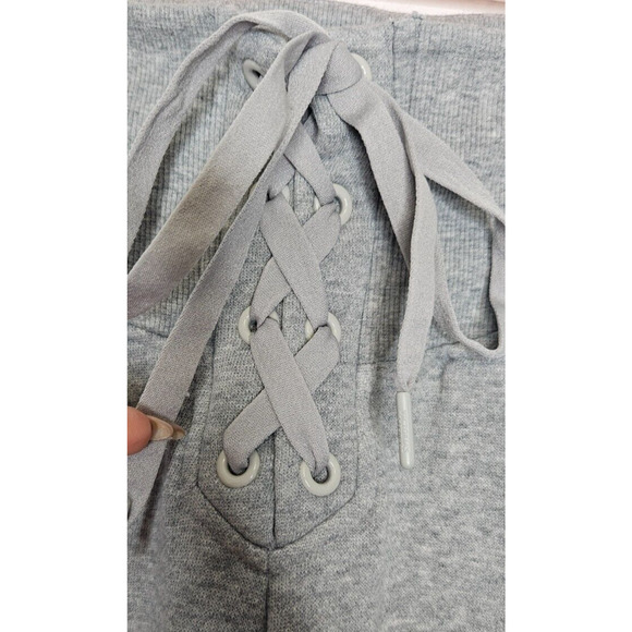 Victorias Secret Sweatpants Small Gray Lace Up High Rise Jogger Pants Lounge - Picture 3 of 11